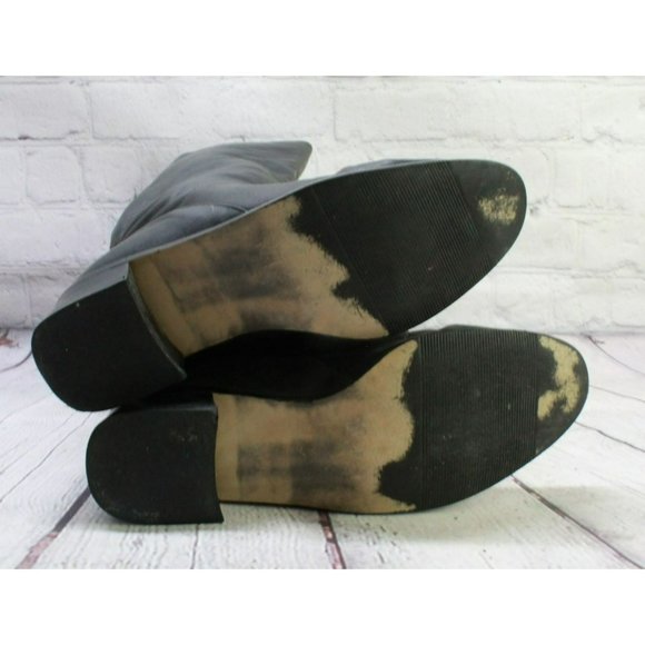 *Markon Black Leather Pull On Almond Toe Mid Calf Boots Size 9 Inches - Picture 9 of 9